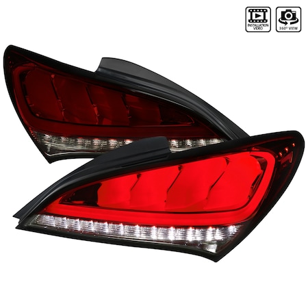 Spec-D Tuning 10-15 Hyundai Genesis 2Dr LED Tail Lights Red Smoke With Sequential LT-GENS210RGLED-TM